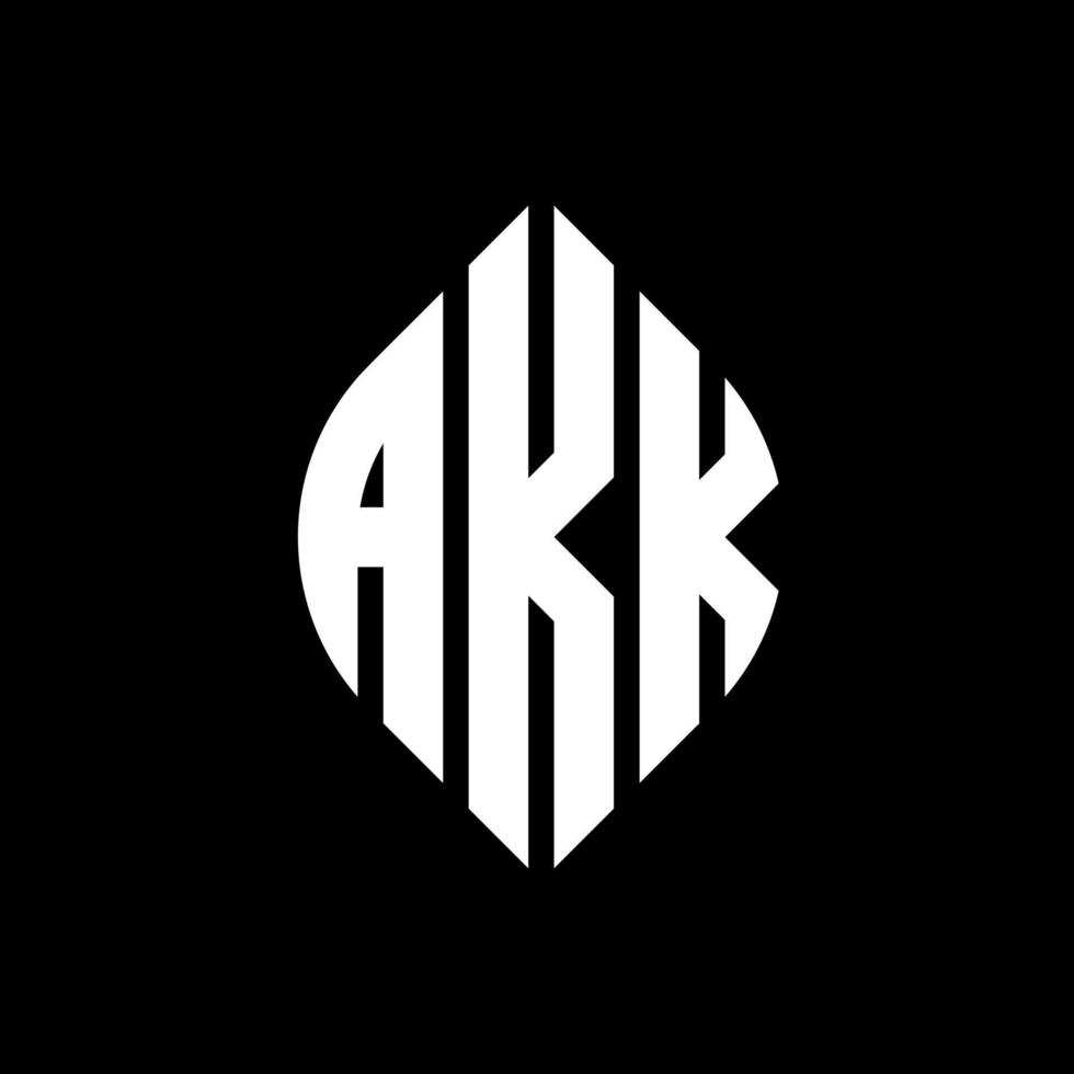 akk design de logotipo de carta de círculo com forma de círculo e elipse. akk letras de elipse com estilo tipográfico. as três iniciais formam um logotipo circular. akk círculo emblema abstrato monograma carta marca vetor. vetor
