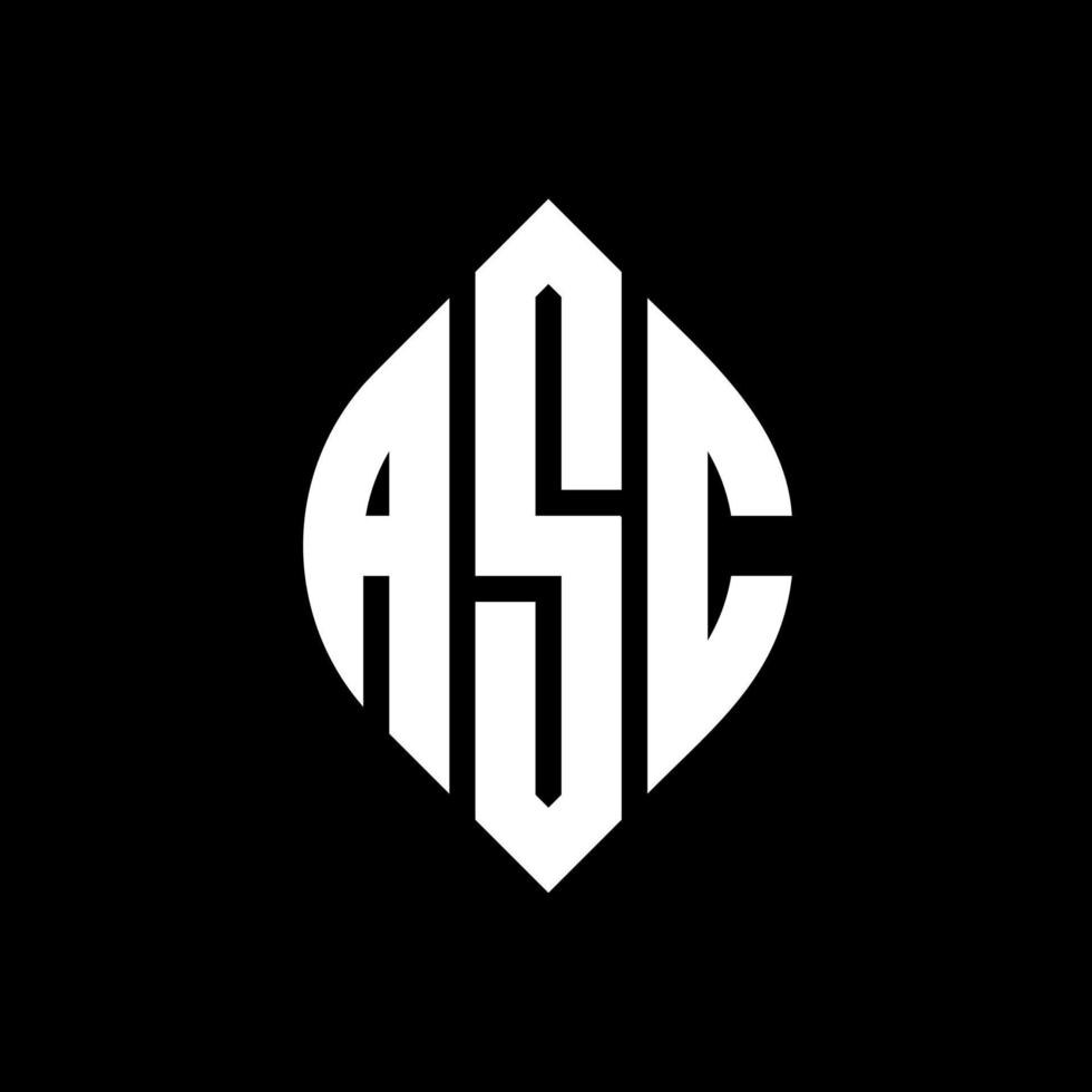 design de logotipo de carta de círculo asc com forma de círculo e elipse. letras de elipse asc com estilo tipográfico. as três iniciais formam um logotipo circular. asc círculo emblema abstrato monograma carta marca vetor. vetor