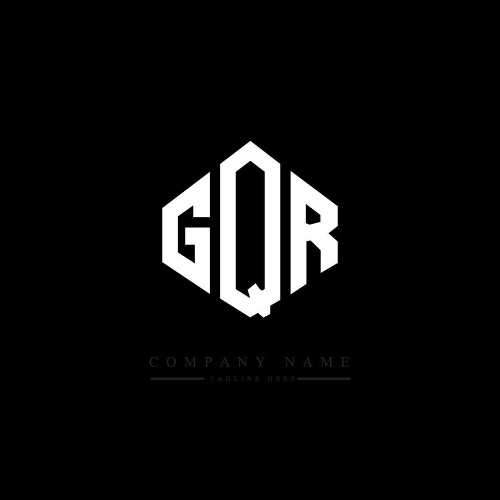 design de logotipo de carta gqr com forma de polígono. design de logotipo em forma de polígono e cubo gqr. gqr hexágono modelo de logotipo de vetor cores brancas e pretas. monograma gqr, logotipo de negócios e imóveis.