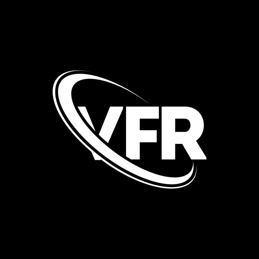 logotipo vfr. carta vr. design de logotipo de carta vfr. iniciais vfr logotipo ligado com círculo e logotipo monograma em maiúsculas. tipografia vfr para tecnologia, negócios e marca imobiliária. vetor