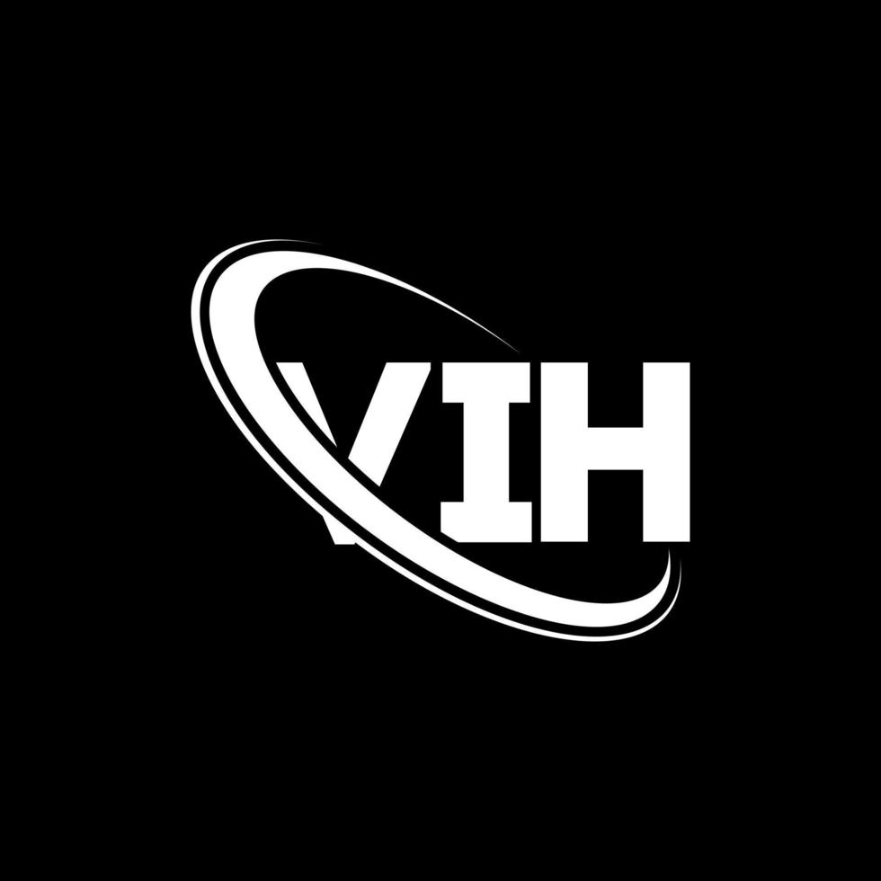 vi logotipo. vi carta. vih design de logotipo de carta. iniciais vih logotipo ligado com círculo e logotipo monograma maiúsculo. vih tipografia para marca de tecnologia, negócios e imóveis. vetor