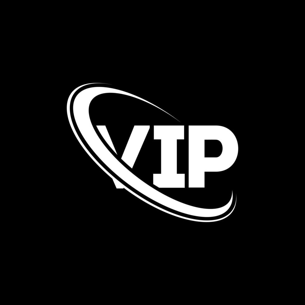 logotipo vip. carta vip. design de logotipo de carta vip. iniciais do logotipo vip vinculados ao logotipo do monograma em letras maiúsculas e em círculo. tipografia vip para marca de tecnologia, negócios e imóveis. vetor