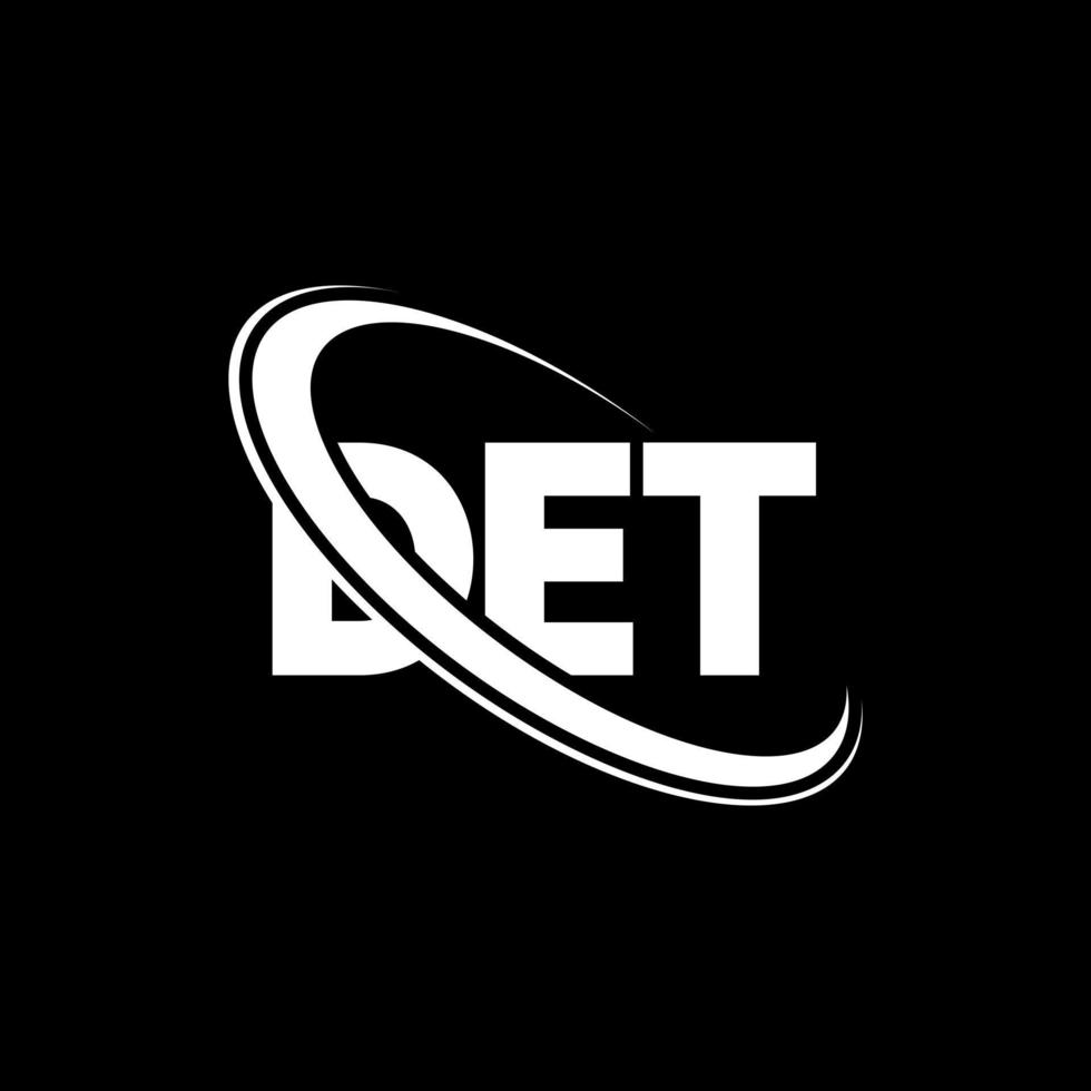 det logo. carta det. design de logotipo de letra det. iniciais det logotipo ligado com círculo e logotipo monograma maiúsculo. det tipografia para marca de tecnologia, negócios e imóveis. vetor