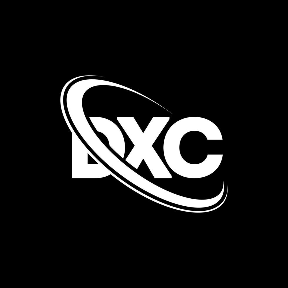 logotipo dxc. carta dxc. design de logotipo de carta dxc. iniciais dxc logotipo ligado com círculo e logotipo monograma em maiúsculas. tipografia dxc para marca de tecnologia, negócios e imóveis. vetor