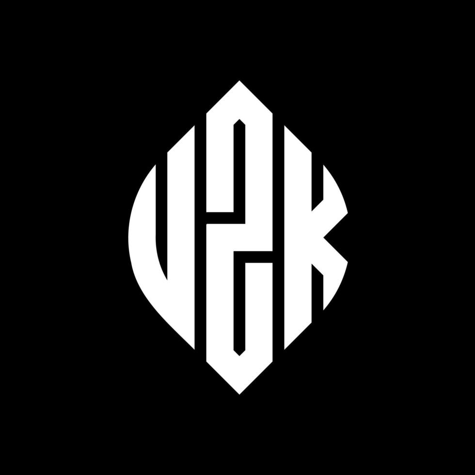 design de logotipo de letra de círculo uzk com forma de círculo e elipse. letras de elipse uzk com estilo tipográfico. as três iniciais formam um logotipo circular. uzk círculo emblema abstrato monograma carta marca vetor. vetor