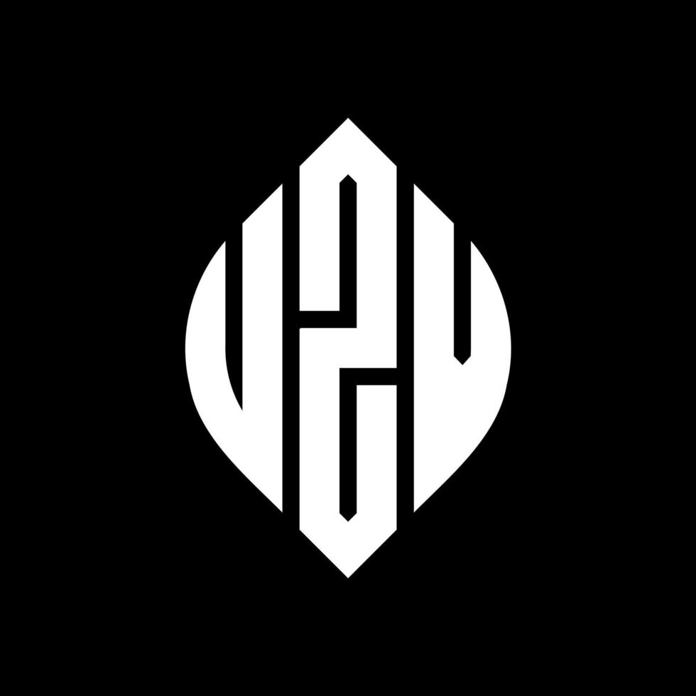design de logotipo de letra de círculo uzv com forma de círculo e elipse. letras de elipse uzv com estilo tipográfico. as três iniciais formam um logotipo circular. uzv círculo emblema abstrato monograma carta marca vetor. vetor