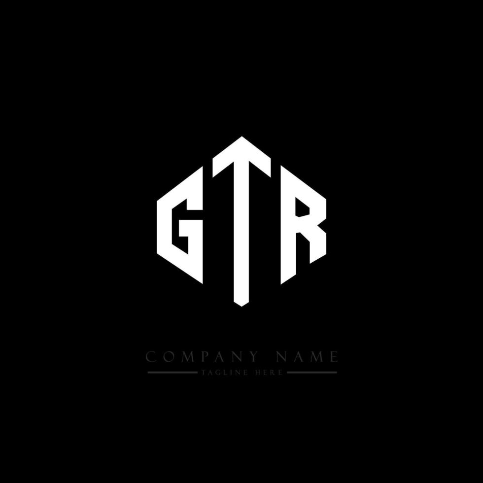 design de logotipo de carta gtr com forma de polígono. gtr polígono e design de logotipo em forma de cubo. gtr hexágono modelo de logotipo de vetor cores brancas e pretas. gtr monograma, logotipo de negócios e imóveis.