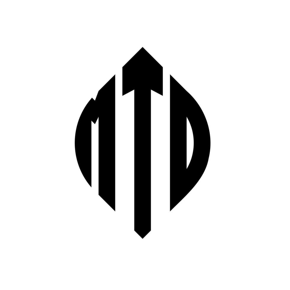 design de logotipo de carta de círculo mtd com forma de círculo e elipse. letras de elipse mtd com estilo tipográfico. as três iniciais formam um logotipo circular. mtd círculo emblema abstrato monograma carta marca vetor. vetor