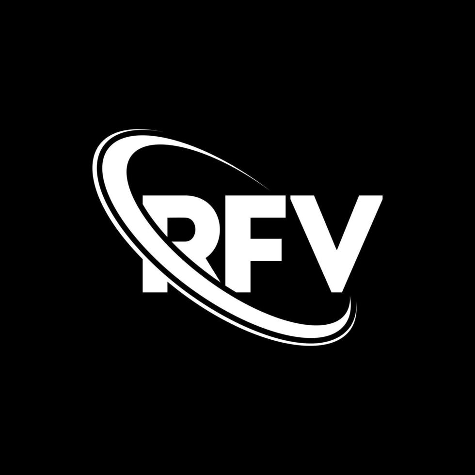 logotipo rfv. carta rf. design de logotipo de carta rfv. iniciais rfv logotipo ligado com círculo e logotipo monograma em maiúsculas. tipografia rfv para marca de tecnologia, negócios e imóveis. vetor