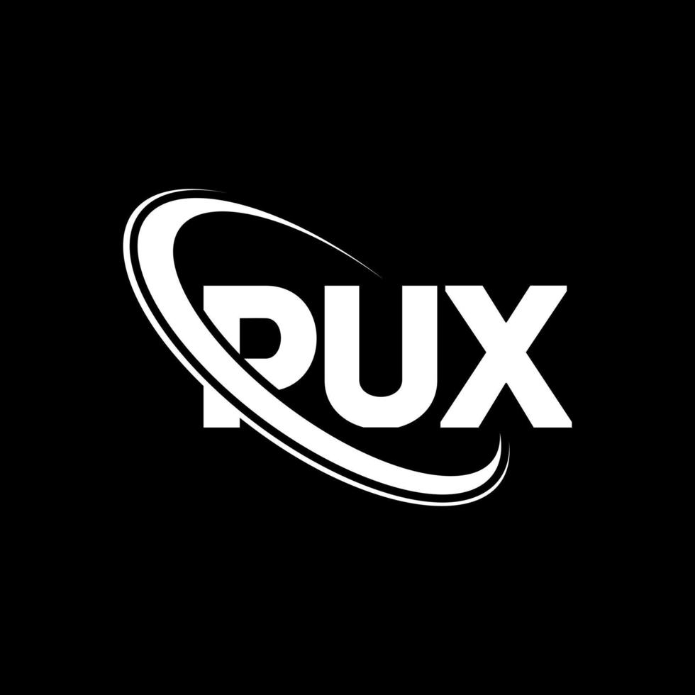 logotipo pux. letra pux. design de logotipo de letra pux. iniciais pux logotipo ligado com círculo e logotipo monograma em maiúsculas. tipografia pux para marca de tecnologia, negócios e imóveis. vetor