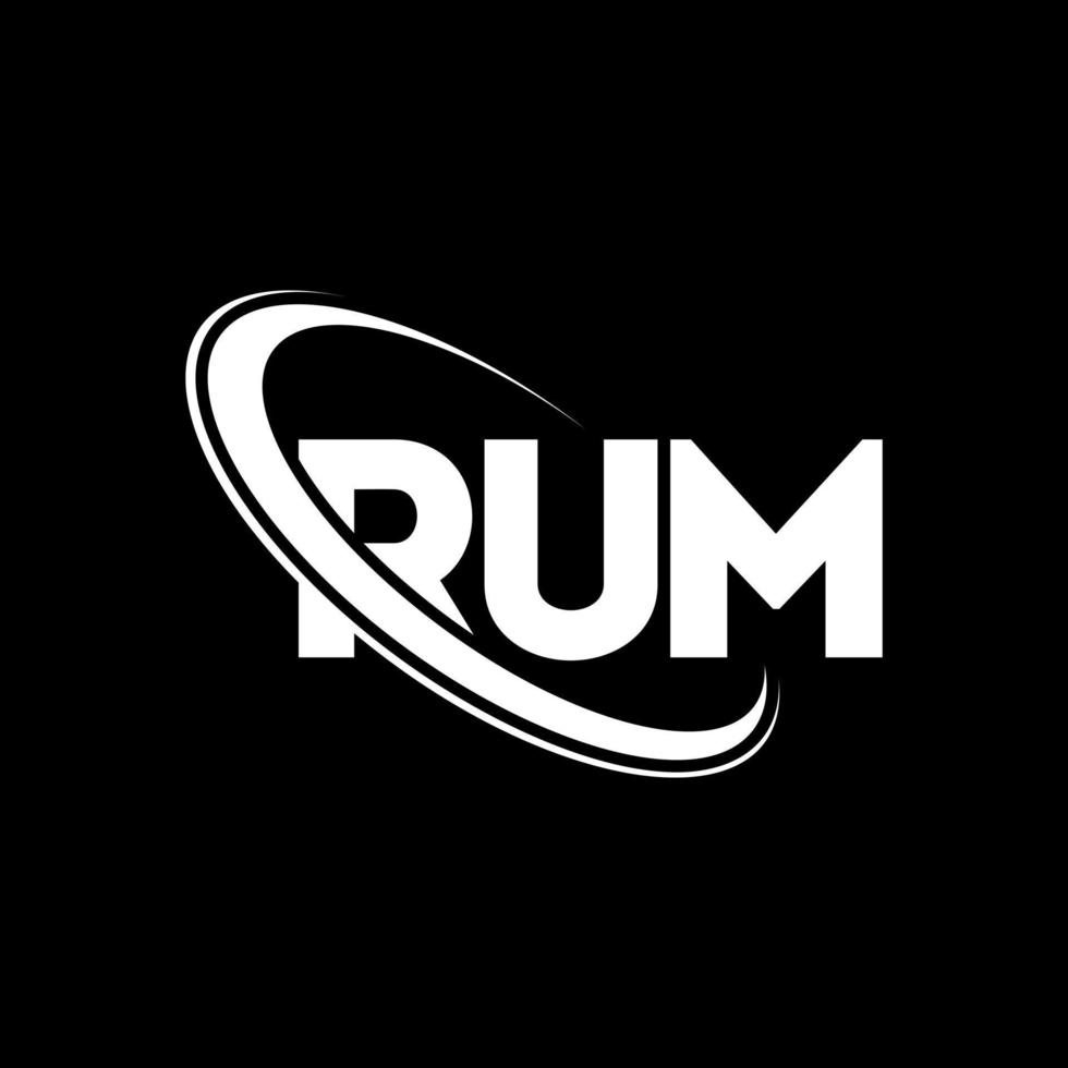 logotipo de rum. carta de rum. design de logotipo de carta de rum. iniciais de rum logotipo ligado com círculo e logotipo de monograma em maiúsculas. tipografia de rum para marca de tecnologia, negócios e imóveis. vetor