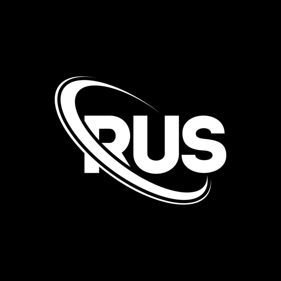 logotipo russo. carta russa. design de logotipo de carta rus. iniciais rus logotipo ligado com círculo e logotipo monograma maiúsculo. rus tipografia para marca de tecnologia, negócios e imóveis. vetor