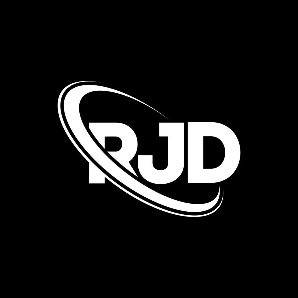 logotipo rjd. carta rj. design de logotipo de carta rjd. iniciais rjd logotipo ligado com círculo e logotipo monograma maiúsculo. rjd tipografia para marca de tecnologia, negócios e imóveis. vetor