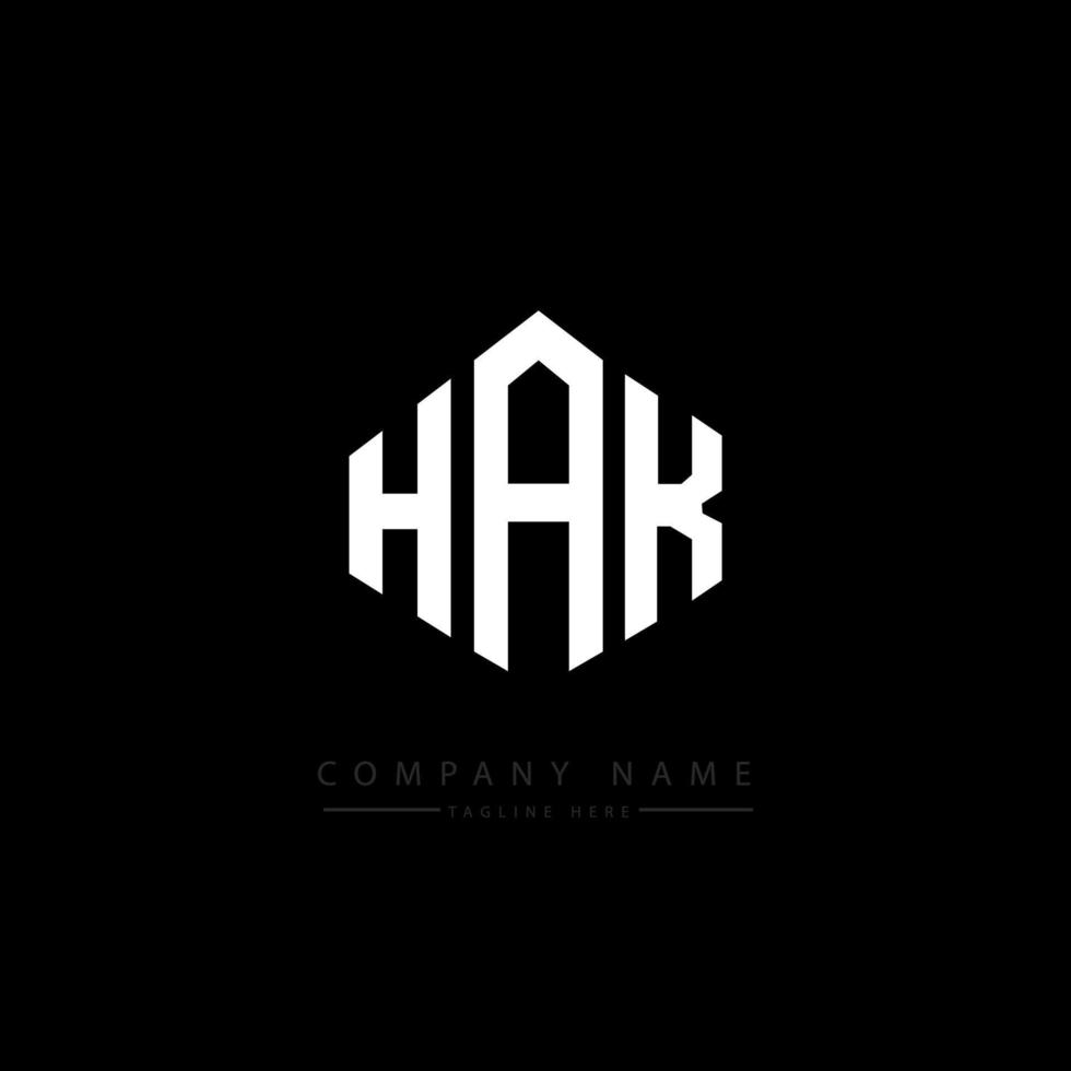 design de logotipo de carta hak com forma de polígono. hak polígono e design de logotipo em forma de cubo. hak modelo de logotipo de vetor hexágono cores brancas e pretas. Hak monograma, logotipo de negócios e imobiliário.