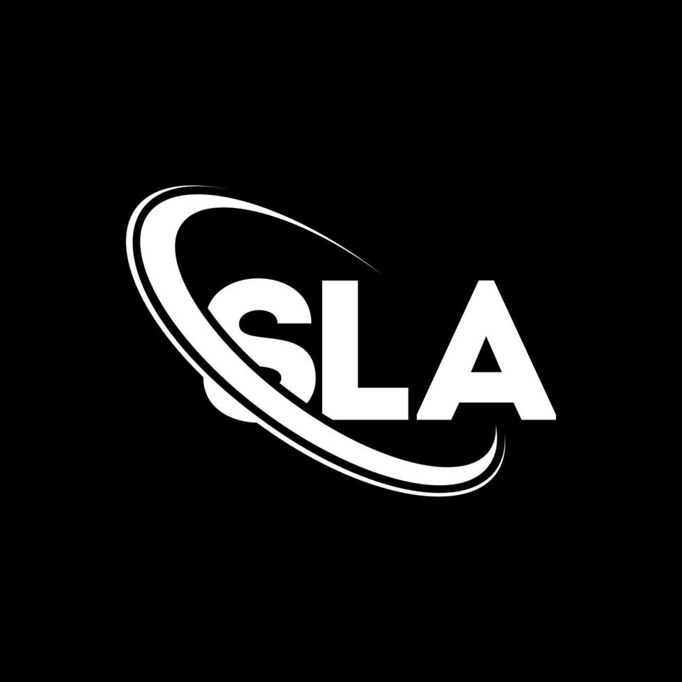 logotipo sla. carta sla. design de logotipo de carta sla. iniciais sla logotipo ligado com círculo e logotipo monograma em maiúsculas. tipografia sla para marca de tecnologia, negócios e imóveis. vetor