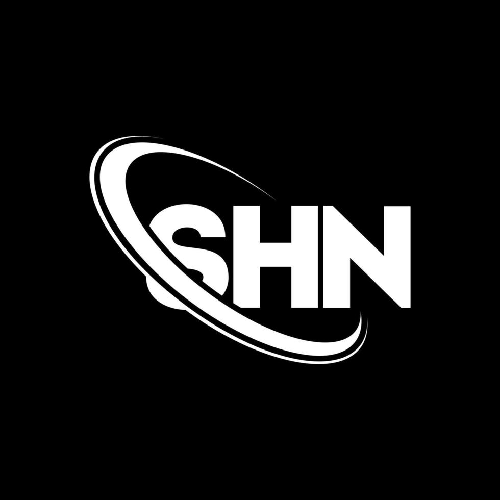 logotipo shn. carta sh. design de logotipo de carta shn. iniciais shn logotipo ligado com círculo e logotipo monograma maiúsculo. shn tipografia para tecnologia, negócios e marca imobiliária. vetor