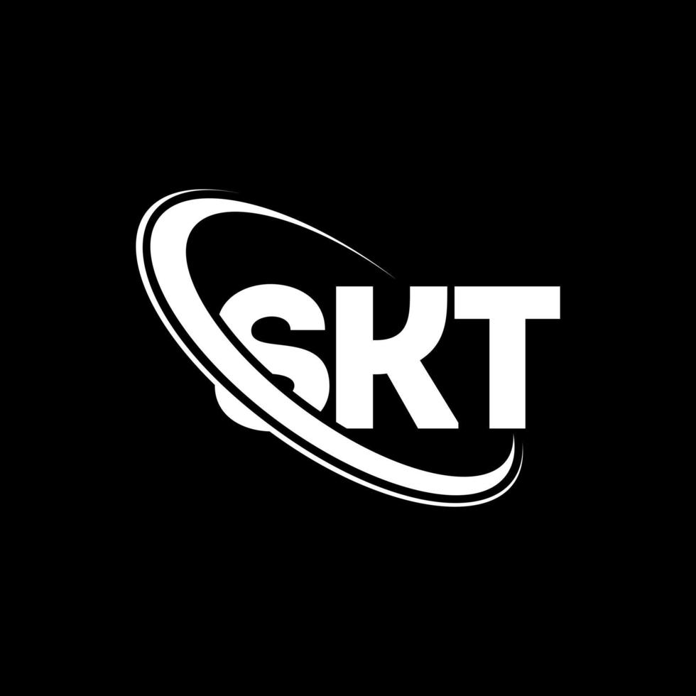 logotipo skt. carta skt. design de logotipo de carta skt. iniciais skt logotipo ligado com círculo e logotipo monograma maiúsculo. tipografia skt para marca de tecnologia, negócios e imóveis. vetor