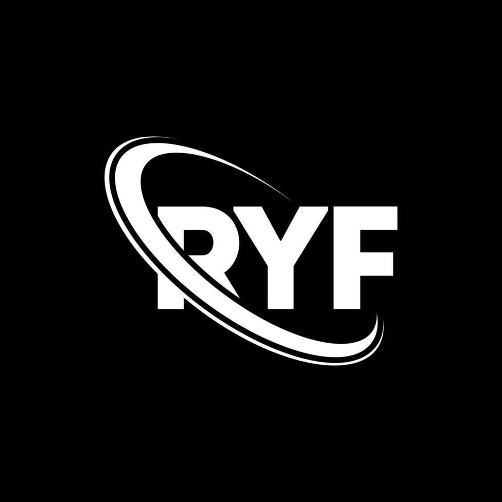 logotipo ryf. letra rf. design de logotipo de letra ryf. iniciais ryf logotipo ligado com círculo e logotipo monograma em maiúsculas. tipografia ryf para tecnologia, negócios e marca imobiliária. vetor