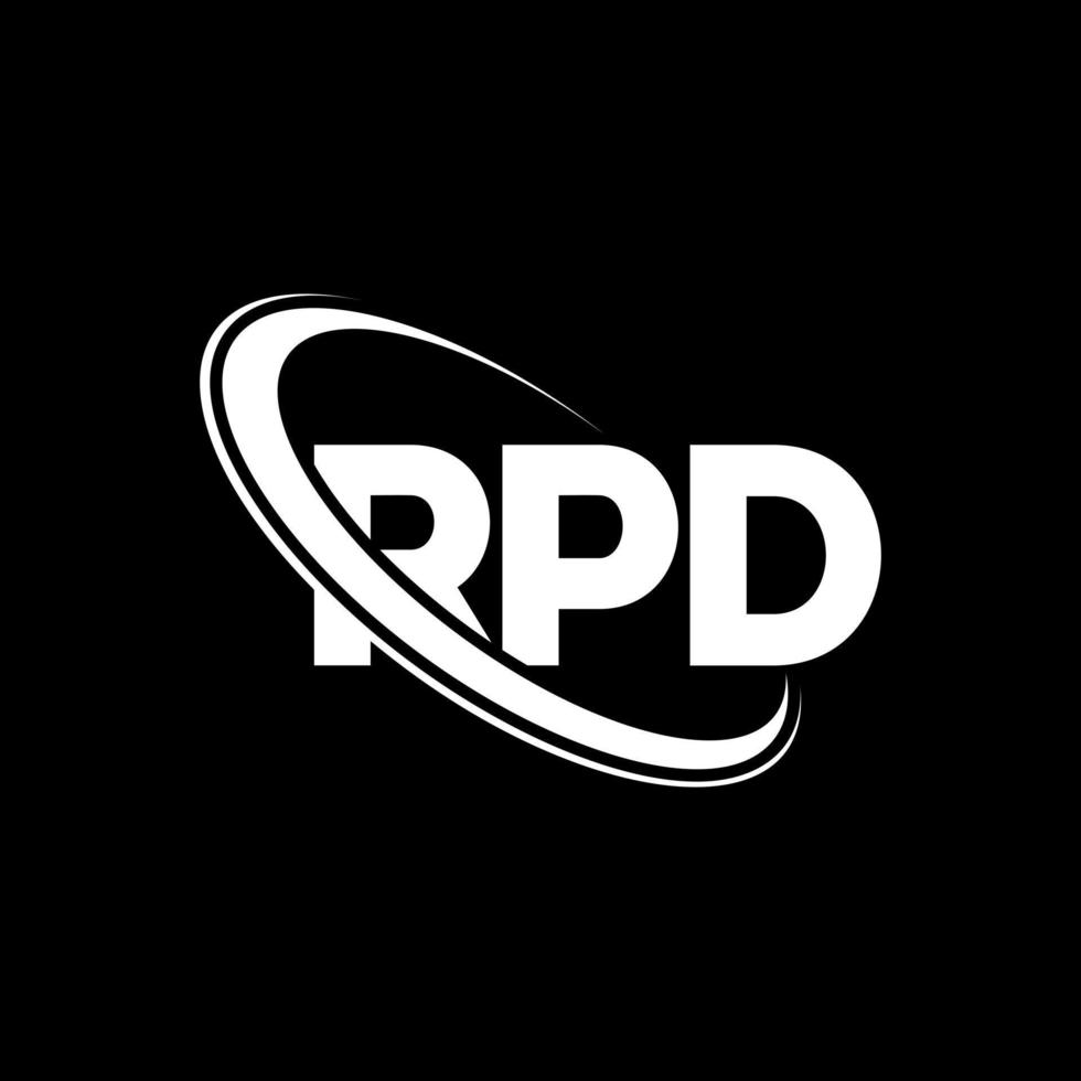 logotipo rpd. carta rpd. design de logotipo de carta rpd. iniciais rpd logotipo ligado com círculo e logotipo monograma maiúsculo. tipografia rpd para marca de tecnologia, negócios e imóveis. vetor