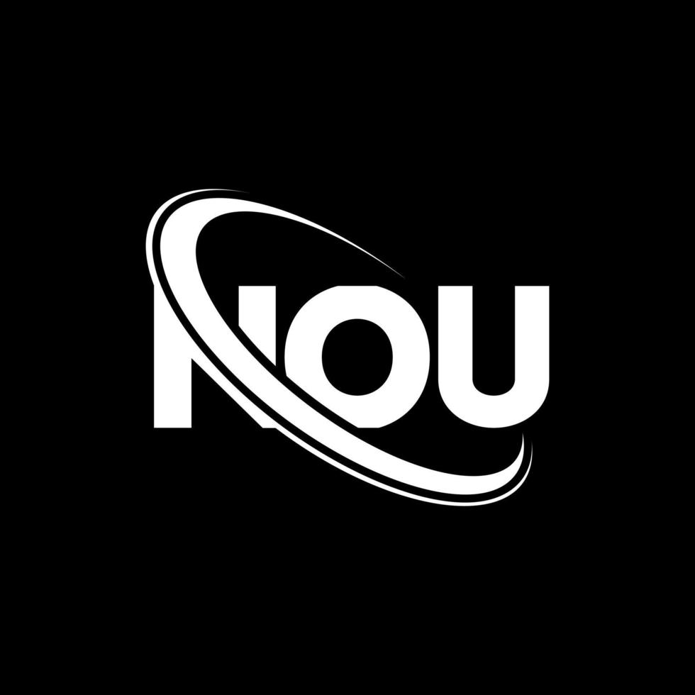 nou logo. nova carta. design de logotipo de letra nou. iniciais nou logotipo ligado com círculo e logotipo monograma maiúsculo. nou tipografia para marca de tecnologia, negócios e imóveis. vetor