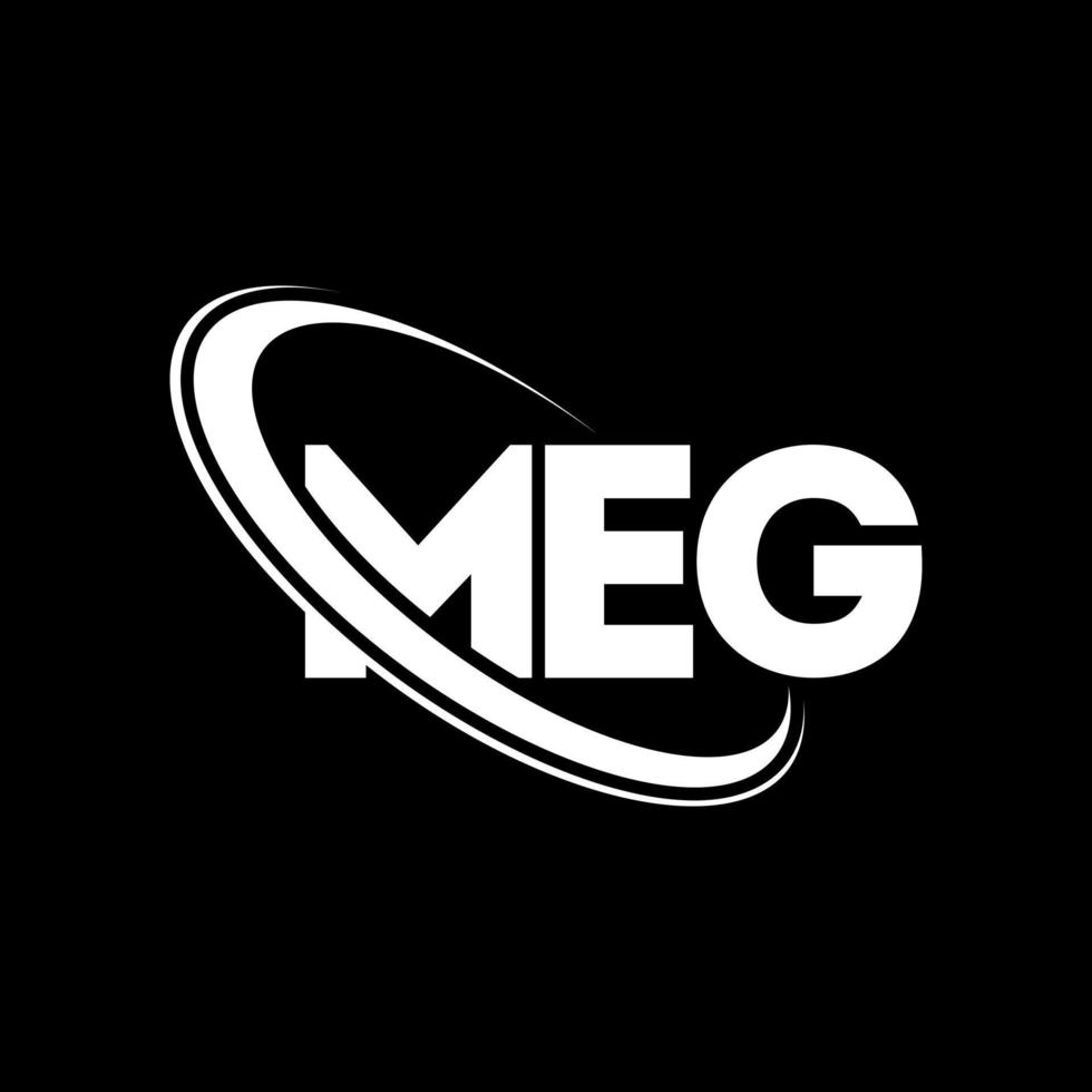 mega logotipo. carta mega. design de logotipo de carta meg. iniciais meg logotipo ligado com círculo e logotipo monograma maiúsculo. meg tipografia para marca de tecnologia, negócios e imóveis. vetor