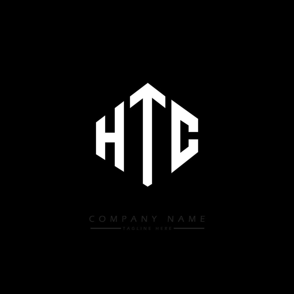 design de logotipo de carta htc com forma de polígono. HTC polígono e design de logotipo em forma de cubo. modelo de logotipo de vetor hexágono htc cores brancas e pretas. htc monograma, logotipo de negócios e imóveis.