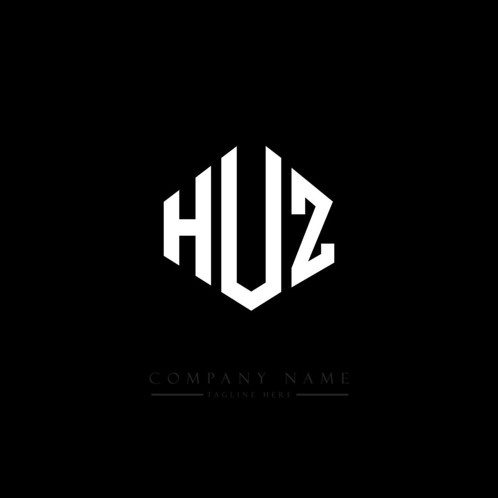 design de logotipo de letra huz com forma de polígono. huz polígono e design de logotipo em forma de cubo. huz hexágono modelo de logotipo de vetor cores brancas e pretas. huz monograma, logotipo de negócios e imóveis.