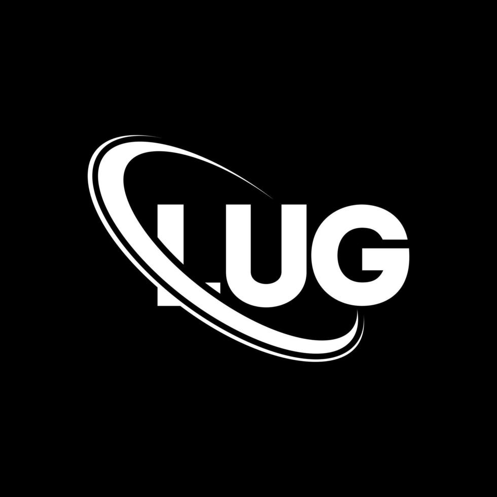 logotipo da lug. carta de luga. design de logotipo de letra de lug. iniciais do logotipo do lug ligado com o logotipo do monograma em letras maiúsculas e círculo. tipografia lug para tecnologia, negócios e marca imobiliária. vetor