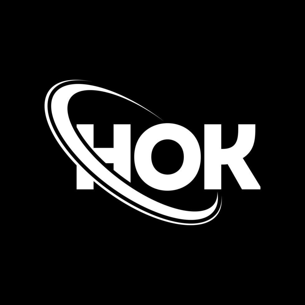 logotipo hok. carta hok. design de logotipo de carta hok. iniciais hok logotipo ligado com círculo e logotipo monograma maiúsculo. tipografia hok para marca de tecnologia, negócios e imóveis. vetor