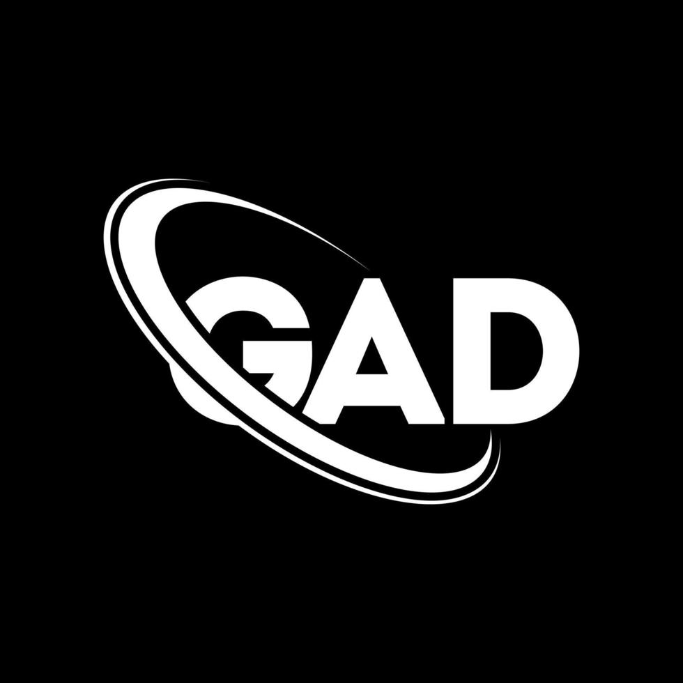 gad logotipo. carta gatinha. design de logotipo de carta gad. iniciais gad logotipo ligado com círculo e logotipo monograma maiúsculo. gad tipografia para marca de tecnologia, negócios e imóveis. vetor