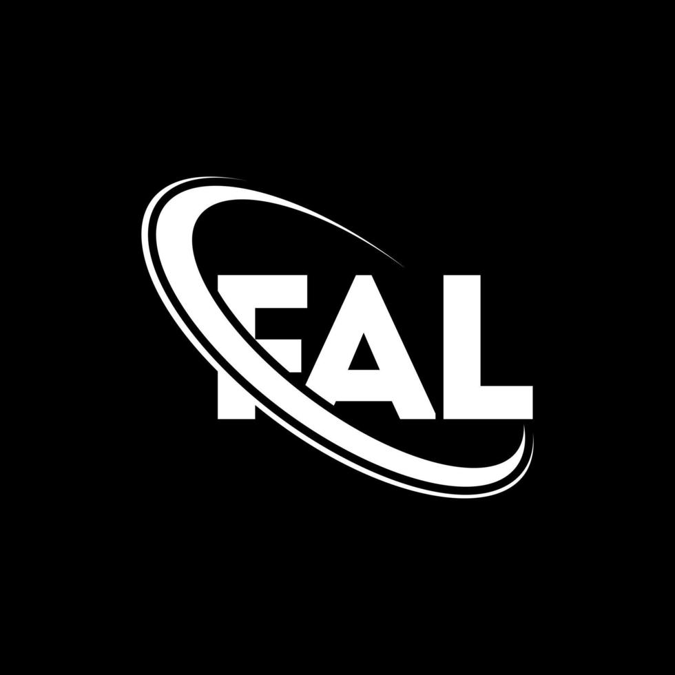 logotipo fal. carta fal. design de logotipo de letra fal. iniciais fal logotipo ligado com círculo e logotipo monograma maiúsculo. fal tipografia para marca de tecnologia, negócios e imóveis. vetor