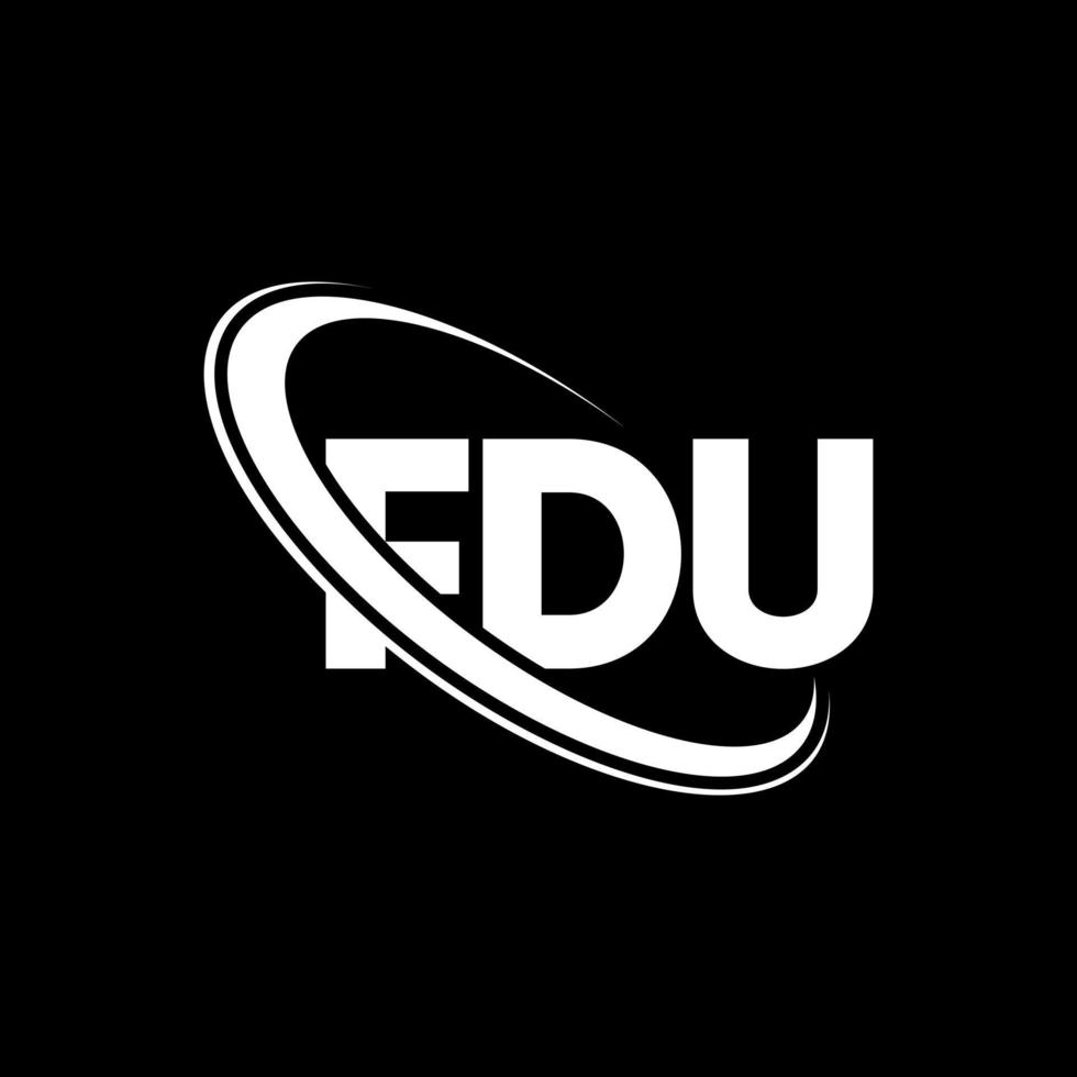 logotipo do fdu. carta fdu. design de logotipo de letra fdu. iniciais fdu logotipo ligado com círculo e logotipo monograma maiúsculo. tipografia fdu para marca de tecnologia, negócios e imóveis. vetor