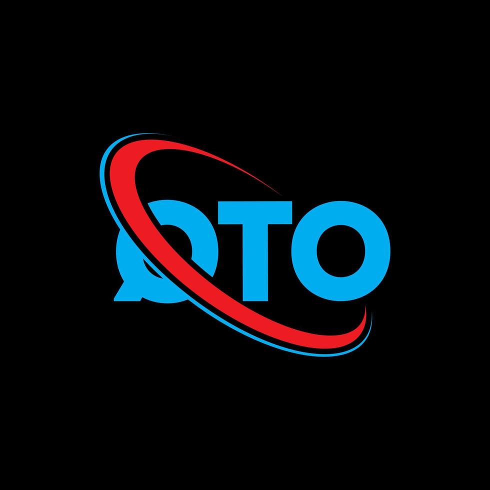 qto logotipo. qto carta. design de logotipo de letra qto. iniciais qto logotipo ligado com círculo e logotipo monograma maiúsculo. qto tipografia para marca de tecnologia, negócios e imóveis. vetor