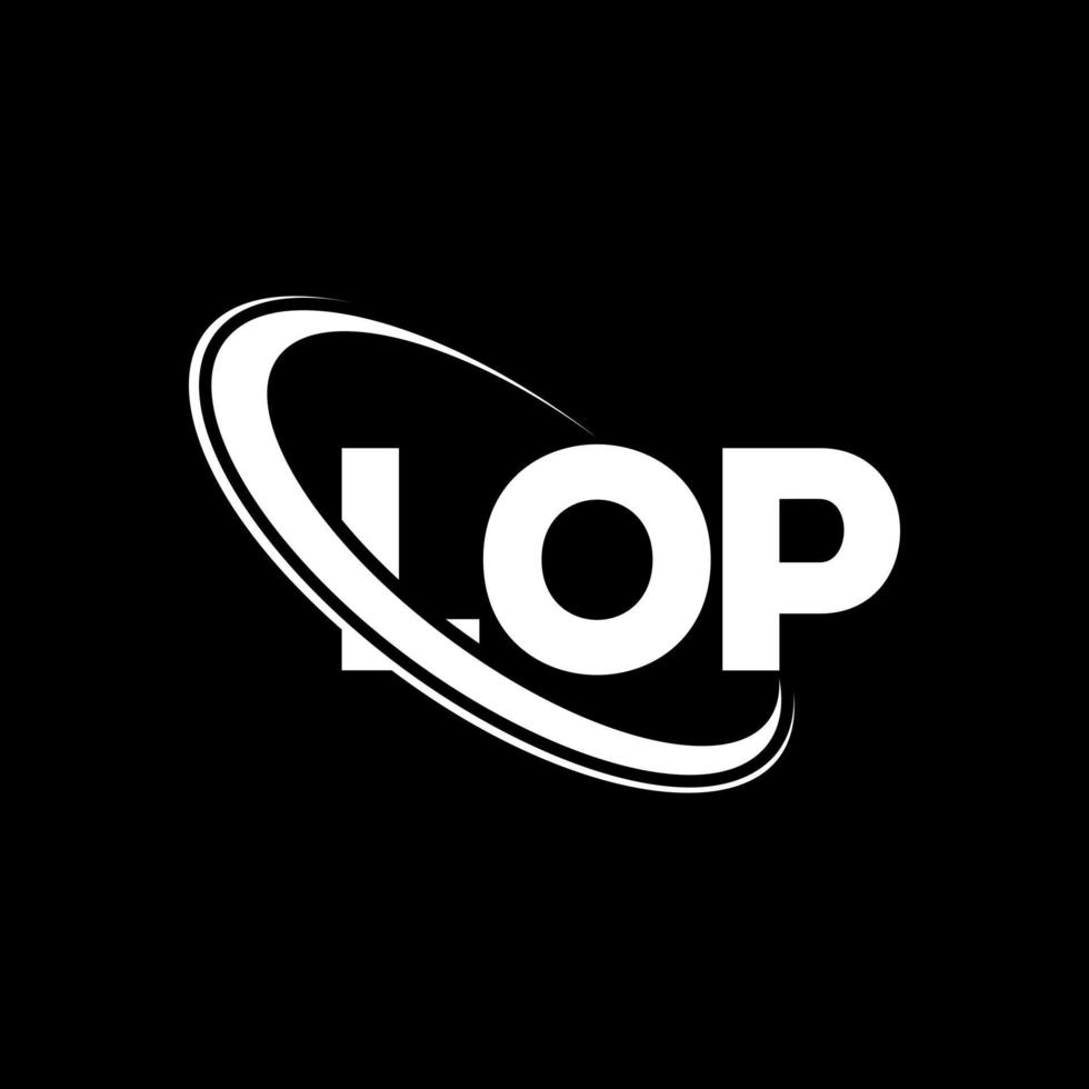 lop logotipo. letra lop. design de logotipo de letra lop. logo de iniciais lop ligado com círculo e logotipo de monograma maiúsculo. lop tipografia para marca de tecnologia, negócios e imóveis. vetor