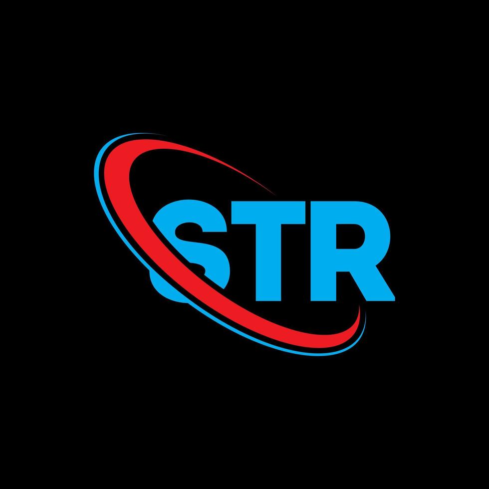 logotipo str. letra str. design de logotipo de letra str. iniciais str logotipo ligado com círculo e logotipo monograma maiúsculo. str tipografia para marca de tecnologia, negócios e imóveis. vetor