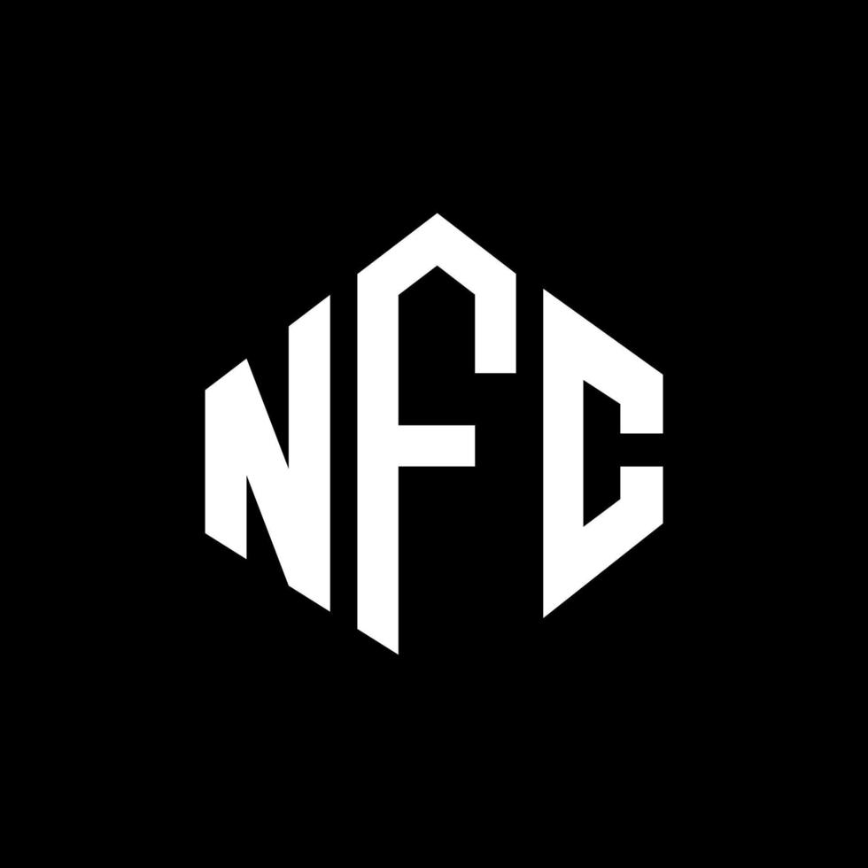 design de logotipo de carta nfc com forma de polígono. nfc polígono e design de logotipo em forma de cubo. nfc hexagon vector logo template cores brancas e pretas. nfc monograma, logotipo de negócios e imóveis.