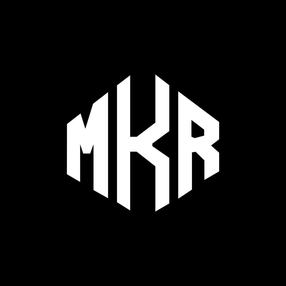 design de logotipo de letra mkr com forma de polígono. mkr polígono e design de logotipo em forma de cubo. modelo de logotipo de vetor mkr hexágono cores brancas e pretas. mkr monograma, logotipo de negócios e imóveis.