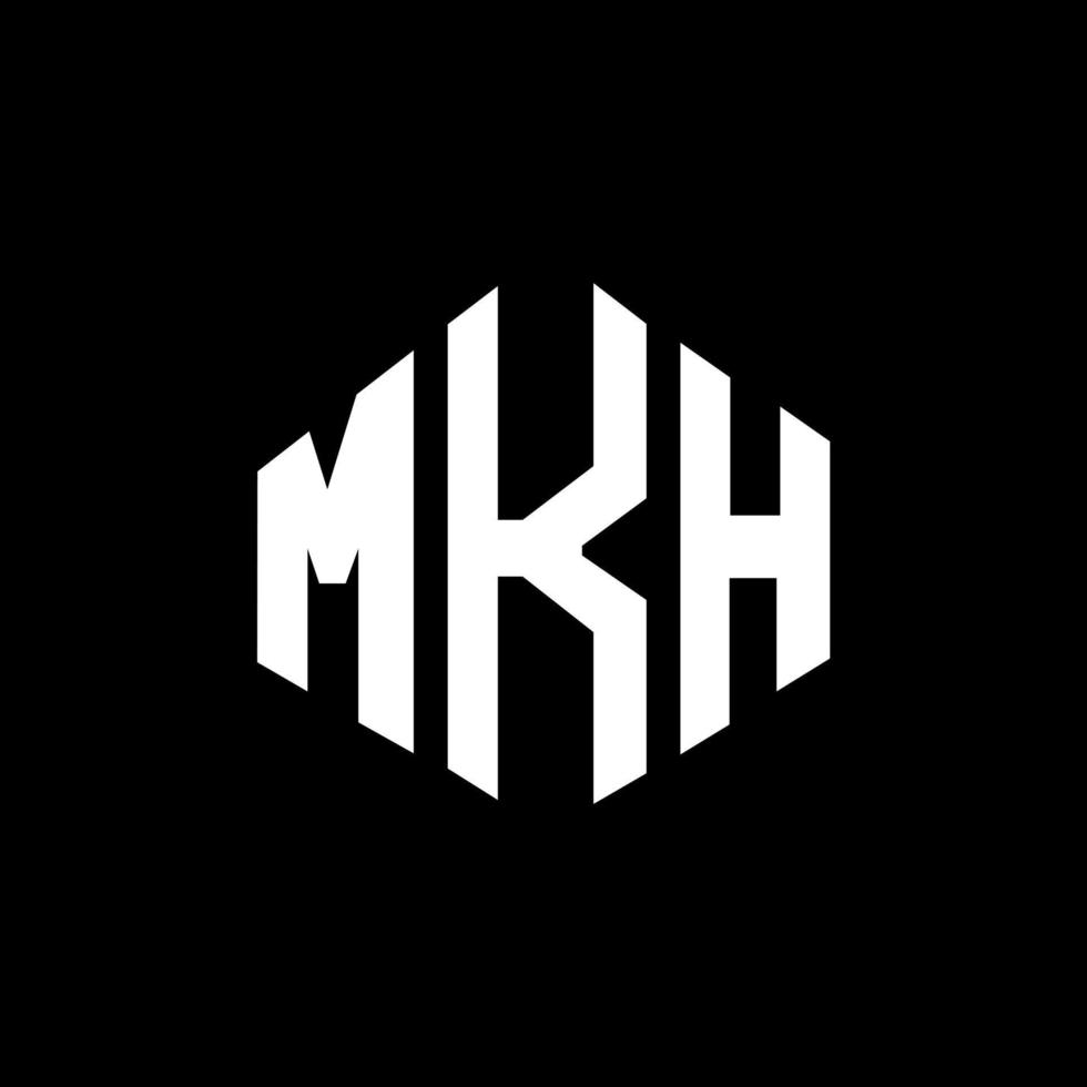 design de logotipo de letra mkh com forma de polígono. mkh polígono e design de logotipo em forma de cubo. modelo de logotipo de vetor hexágono mkh cores brancas e pretas. mkh monograma, logotipo de negócios e imóveis.