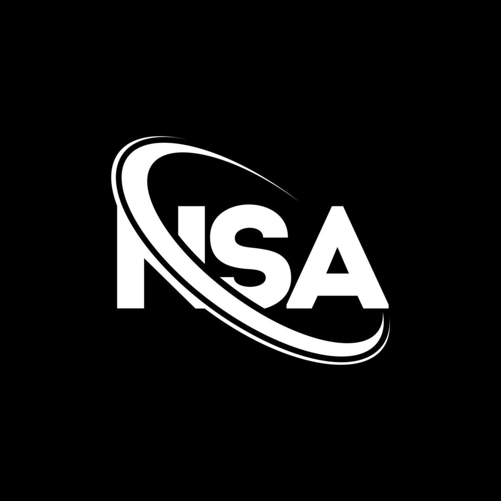 logotipo nsa. carta n. design de logotipo de carta nsa. iniciais nsa logotipo ligado com círculo e logotipo monograma em maiúsculas. tipografia nsa para marca de tecnologia, negócios e imóveis. vetor