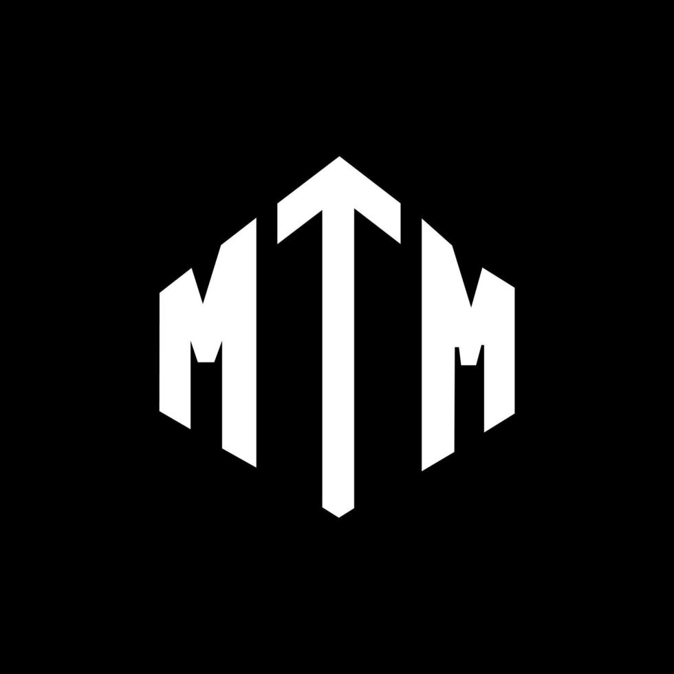 design de logotipo de letra mtm com forma de polígono. mtm polígono e design de logotipo em forma de cubo. modelo de logotipo de vetor hexágono mtm cores brancas e pretas. mtm monograma, logotipo comercial e imobiliário.