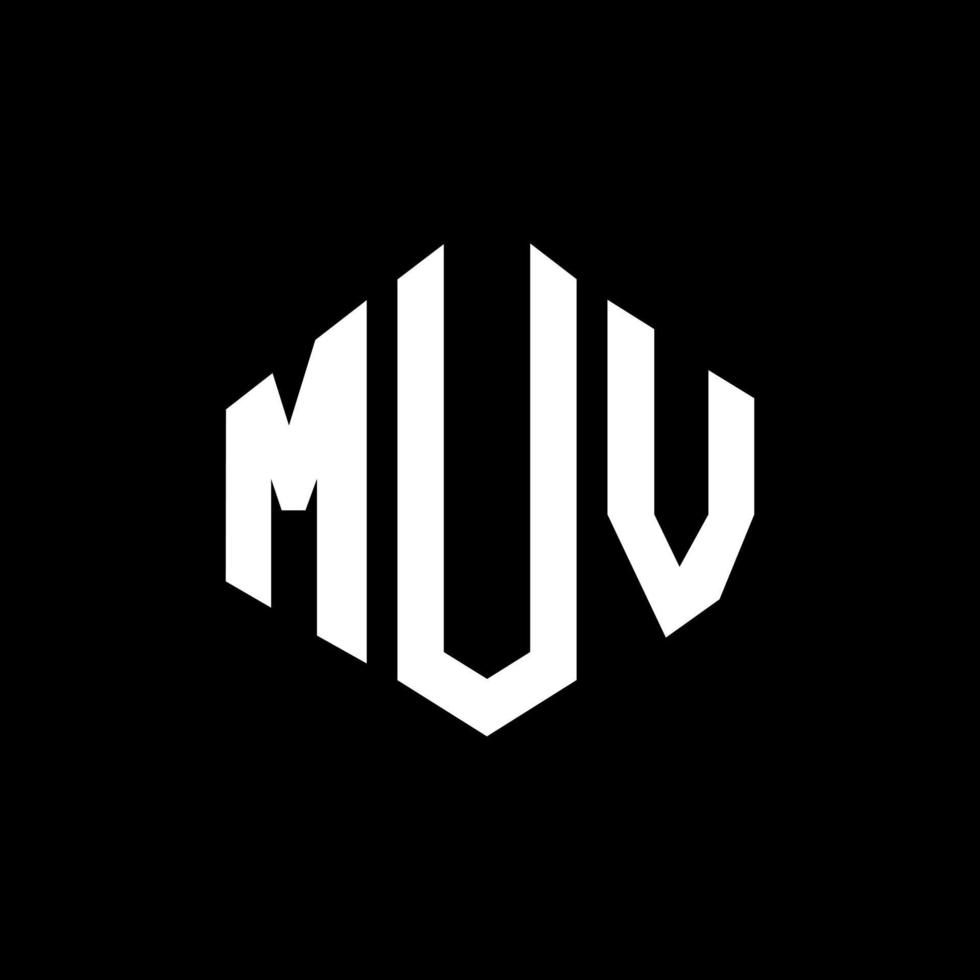 design de logotipo de carta muv com forma de polígono. muv polígono e design de logotipo em forma de cubo. muv hexágono modelo de logotipo de vetor cores brancas e pretas. monograma muv, logotipo de negócios e imóveis.