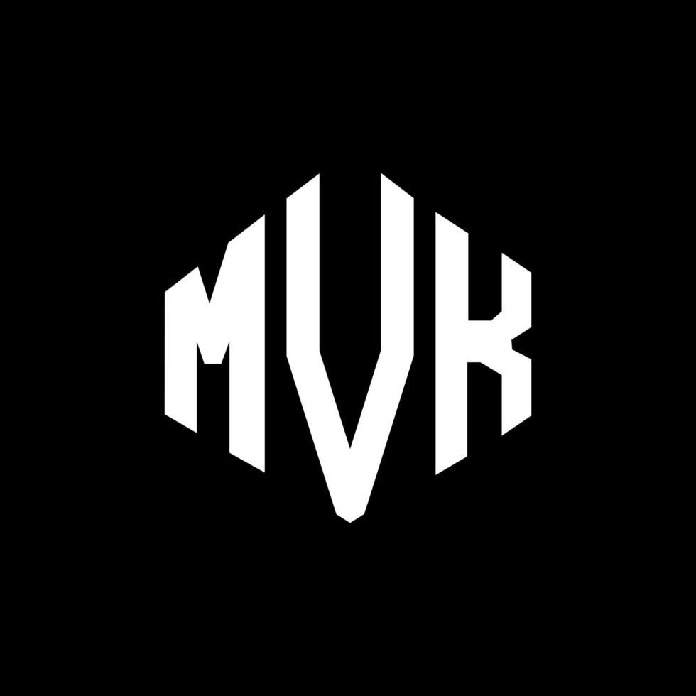 design de logotipo de letra mvk com forma de polígono. mvk polígono e design de logotipo em forma de cubo. mvk hexagon vector logo template cores brancas e pretas. mvk monograma, logotipo de negócios e imóveis.