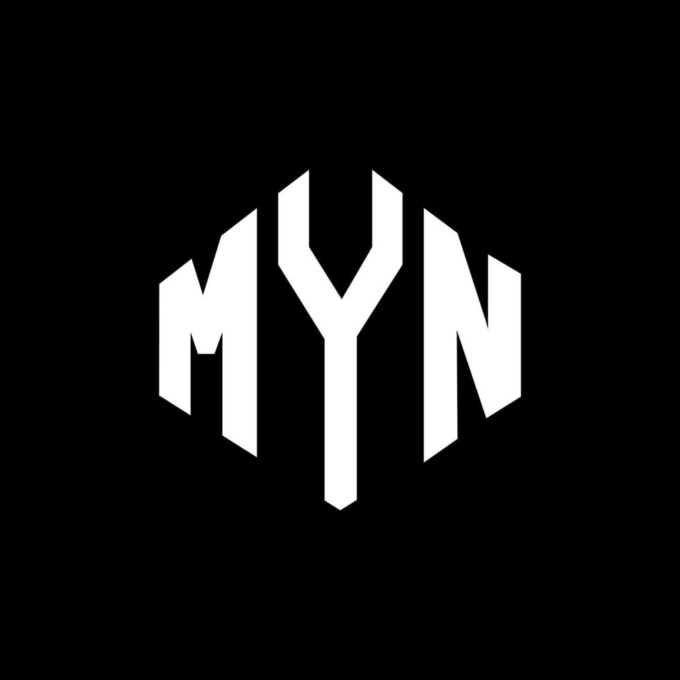 design de logotipo de carta myn com forma de polígono. myn polígono e design de logotipo em forma de cubo. myn hexágono modelo de logotipo de vetor cores brancas e pretas. myn monograma, logotipo de negócios e imóveis.