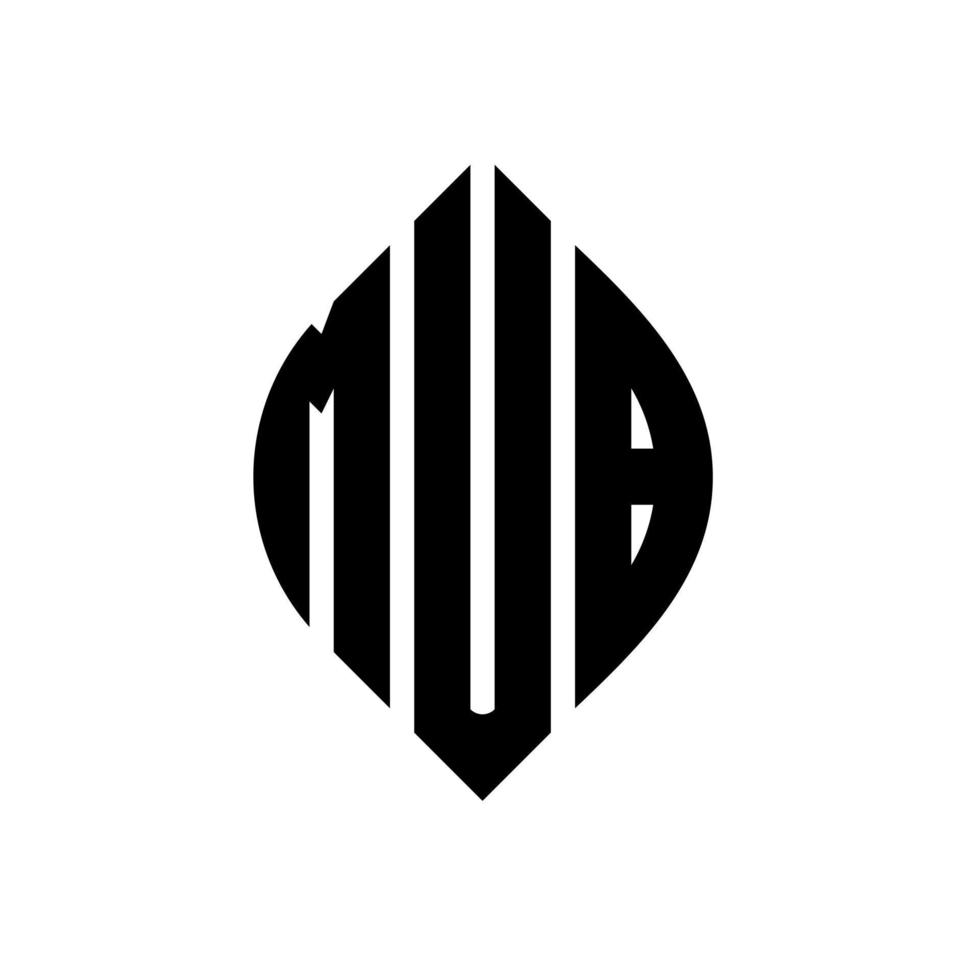 design de logotipo de carta de círculo mub com forma de círculo e elipse. letras de elipse mub com estilo tipográfico. as três iniciais formam um logotipo circular. mub círculo emblema abstrato monograma carta marca vetor. vetor