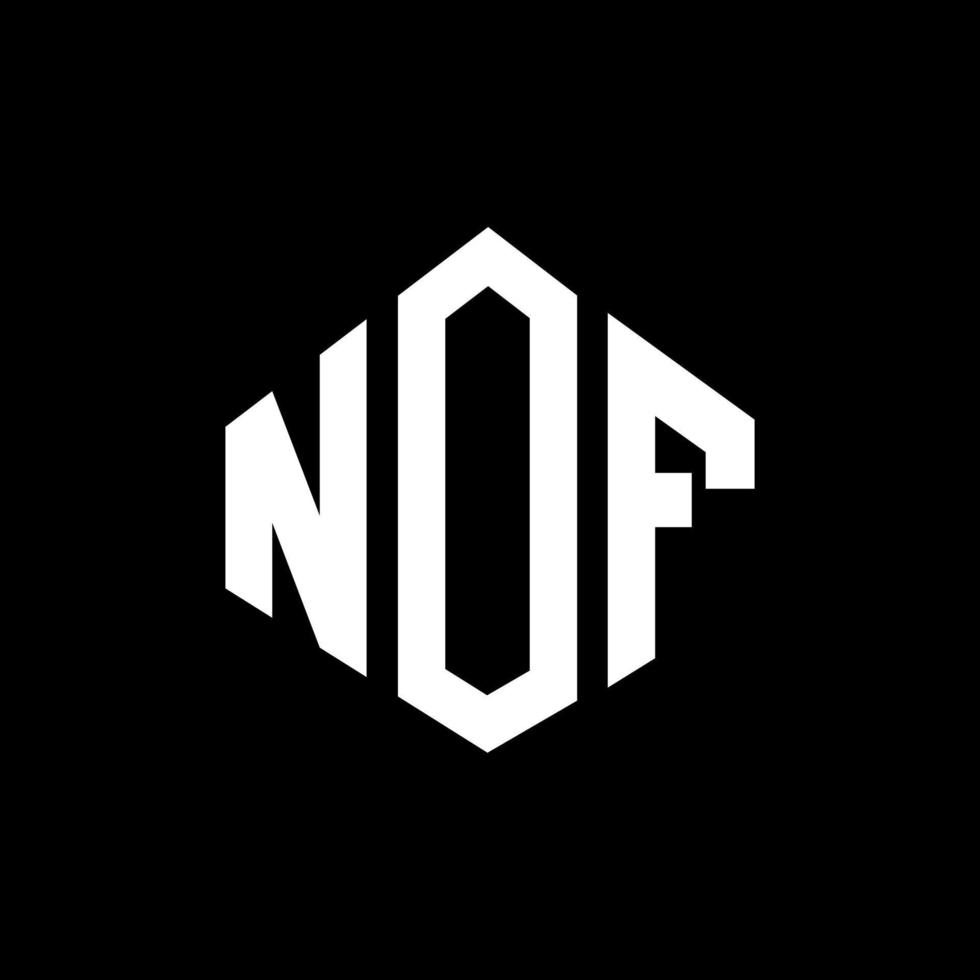 design de logotipo de carta nof com forma de polígono. nof polígono e design de logotipo em forma de cubo. modelo de logotipo de vetor hexágono nof cores brancas e pretas. nof monograma, logotipo de negócios e imóveis.