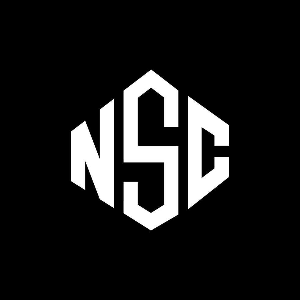 design de logotipo de carta nsc com forma de polígono. nsc polígono e design de logotipo em forma de cubo. modelo de logotipo de vetor hexágono nsc cores brancas e pretas. nsc monograma, logotipo de negócios e imóveis.