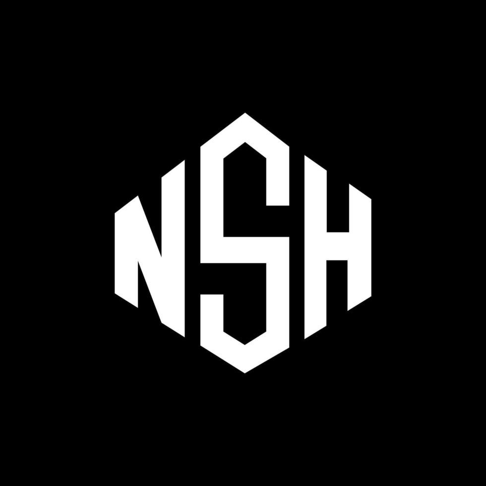 design de logotipo de letra nsh com forma de polígono. nsh polígono e design de logotipo em forma de cubo. modelo de logotipo de vetor nsh hexágono cores brancas e pretas. nsh monograma, logotipo de negócios e imóveis.