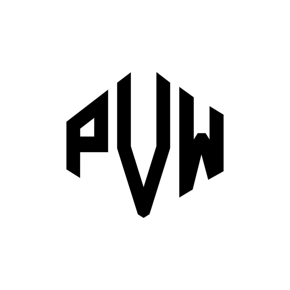 design de logotipo de carta pvw com forma de polígono. pvw polígono e design de logotipo em forma de cubo. modelo de logotipo de vetor hexágono pvw cores brancas e pretas. monograma pvw, logotipo de negócios e imóveis.