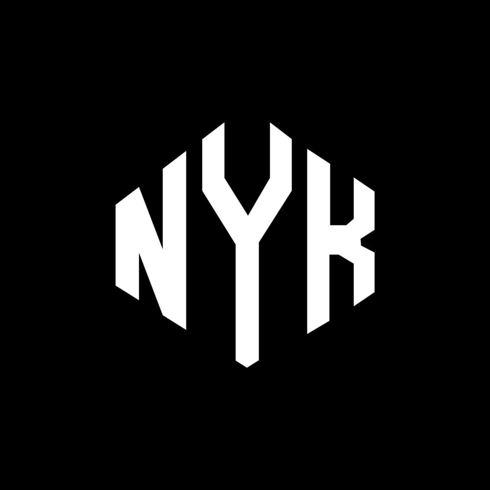 design de logotipo de carta nyk com forma de polígono. nyk polígono e design de logotipo em forma de cubo. nyk modelo de logotipo de vetor hexágono cores brancas e pretas. nyk monograma, logotipo de negócios e imóveis.