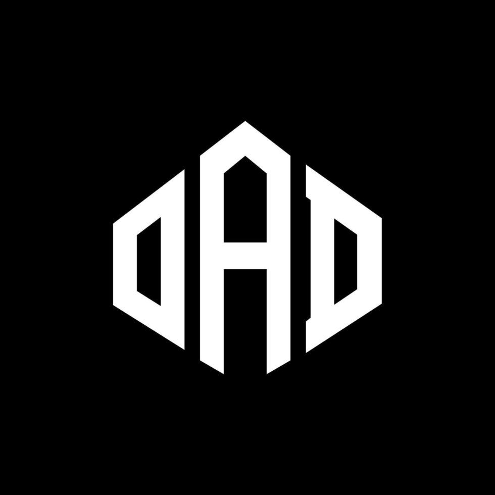 design de logotipo de carta oad com forma de polígono. oad polígono e design de logotipo em forma de cubo. modelo de logotipo de vetor hexágono oad cores brancas e pretas. oad monograma, logotipo de negócios e imóveis.